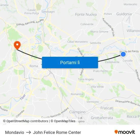 Mondavio to John Felice Rome Center map