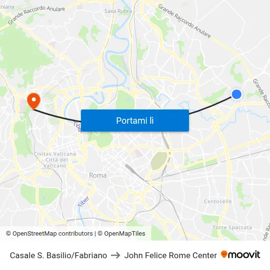 Casale S. Basilio/Fabriano to John Felice Rome Center map