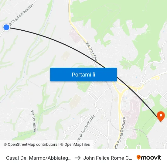 Casal Del Marmo/Abbiategrasso to John Felice Rome Center map