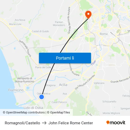 Romagnoli/Castello to John Felice Rome Center map