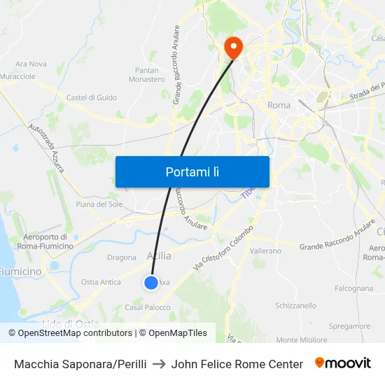 Macchia Saponara/Perilli to John Felice Rome Center map