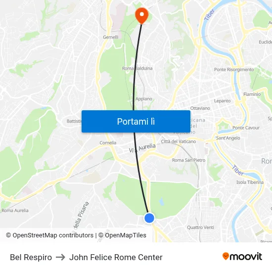 Bel Respiro to John Felice Rome Center map