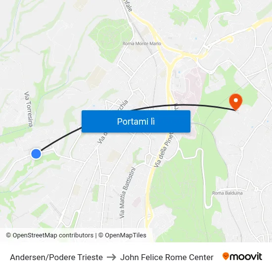 Andersen/Podere Trieste to John Felice Rome Center map
