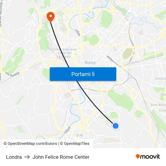 Londra to John Felice Rome Center map