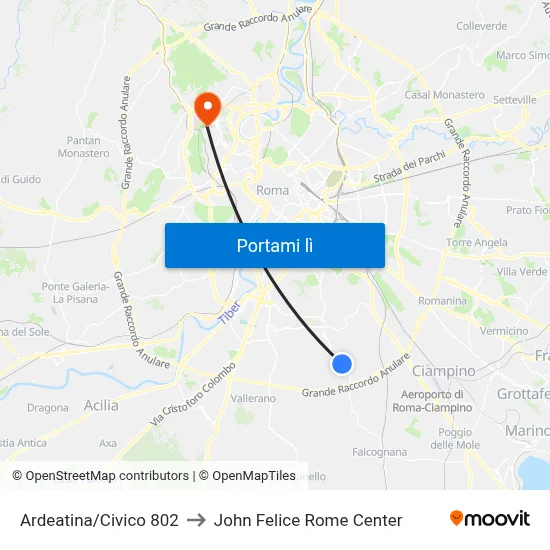 Ardeatina/Civico 802 to John Felice Rome Center map