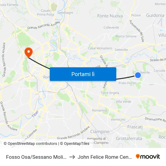 Fosso Osa/Sessano Molise to John Felice Rome Center map