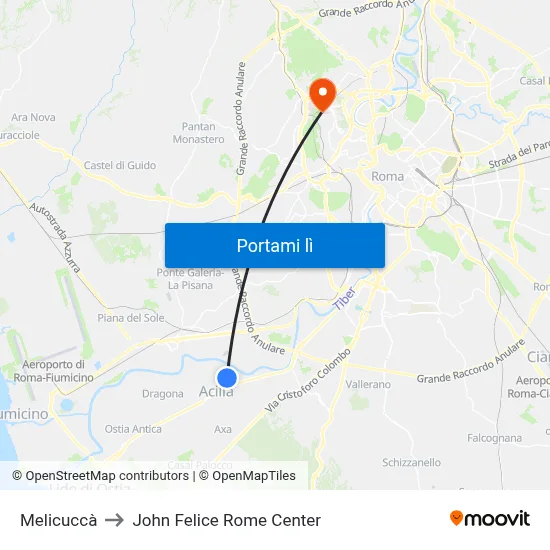 Melicuccà to John Felice Rome Center map