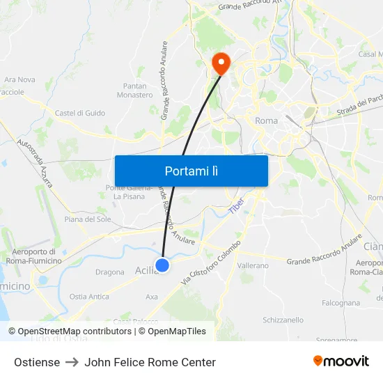 Ostiense to John Felice Rome Center map