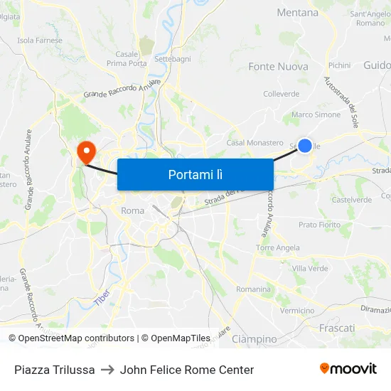 Piazza Trilussa to John Felice Rome Center map