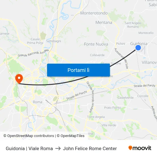 Guidonia | Viale Roma to John Felice Rome Center map