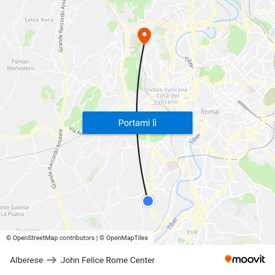 Alberese to John Felice Rome Center map
