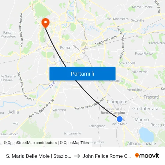 S. Maria Delle Mole | Stazione FS to John Felice Rome Center map