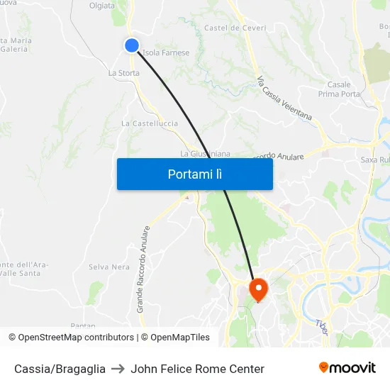 Cassia/Bragaglia to John Felice Rome Center map