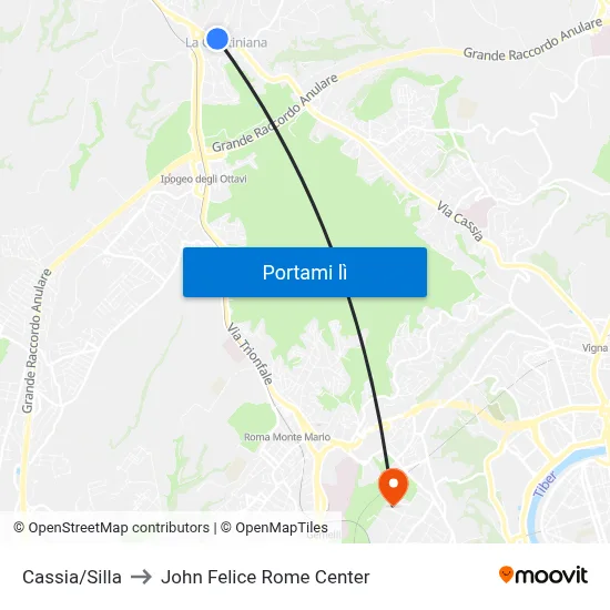 Cassia/Silla to John Felice Rome Center map