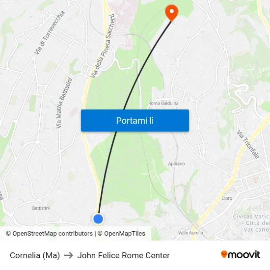 Cornelia (Ma) to John Felice Rome Center map