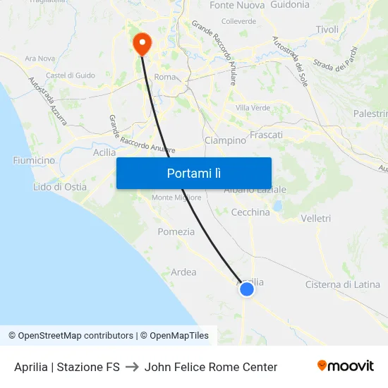 Aprilia | Stazione FS to John Felice Rome Center map