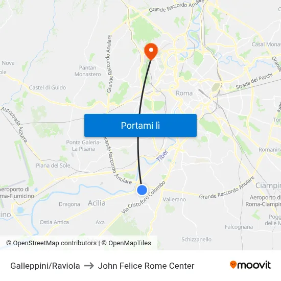Galleppini/Raviola to John Felice Rome Center map