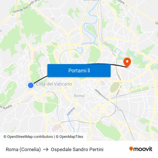 Roma (Cornelia) to Ospedale Sandro Pertini map
