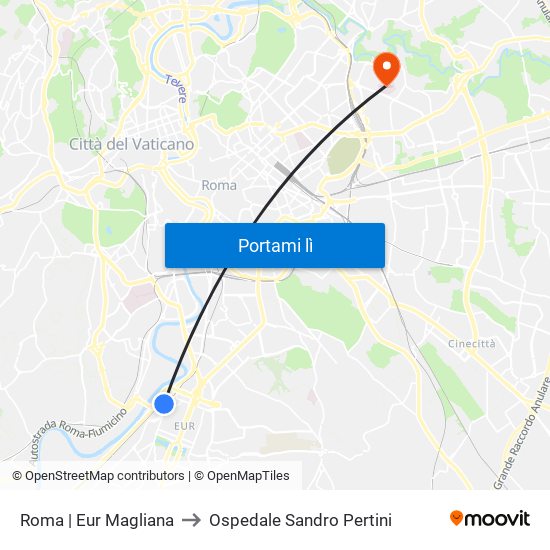 Roma | Eur Magliana to Ospedale Sandro Pertini map