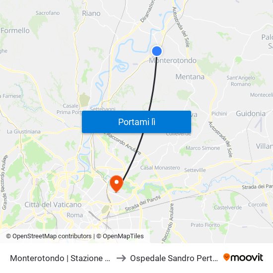 Monterotondo | Stazione FS to Ospedale Sandro Pertini map