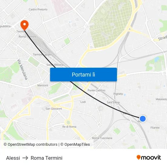 Alessi to Roma Termini map