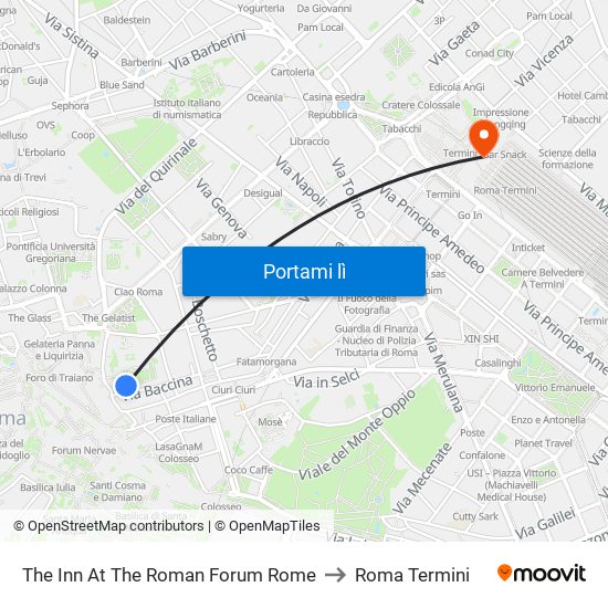 The Inn At The Roman Forum Rome to Roma Termini map