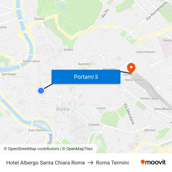 Hotel Albergo Santa Chiara Rome to Roma Termini map