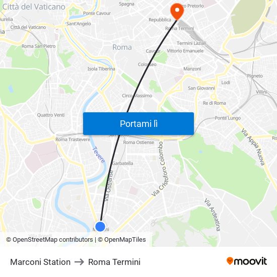 Marconi Station to Roma Termini map