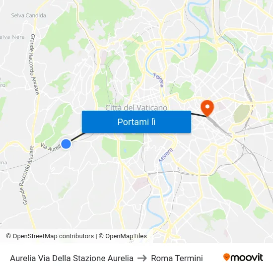 Aurelia Via Della Stazione Aurelia to Roma Termini map