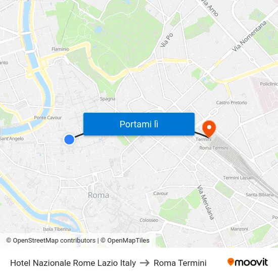 Hotel Nazionale Rome Lazio Italy to Roma Termini map
