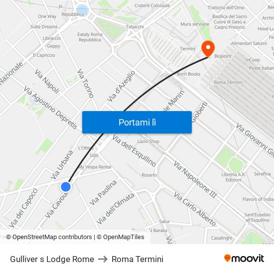 Gulliver s Lodge Rome to Roma Termini map