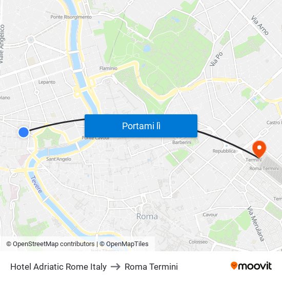 Hotel Adriatic Rome Italy to Roma Termini map