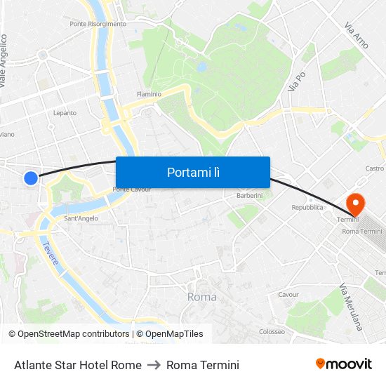 Atlante Star Hotel Rome to Roma Termini map