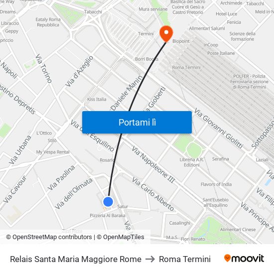 Relais Santa Maria Maggiore Rome to Roma Termini map
