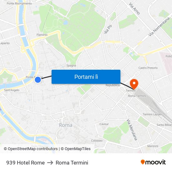 939 Hotel Rome to Roma Termini map