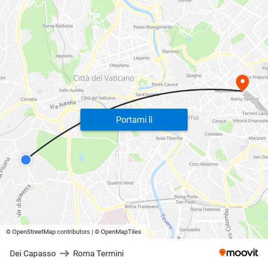 Dei Capasso to Roma Termini map