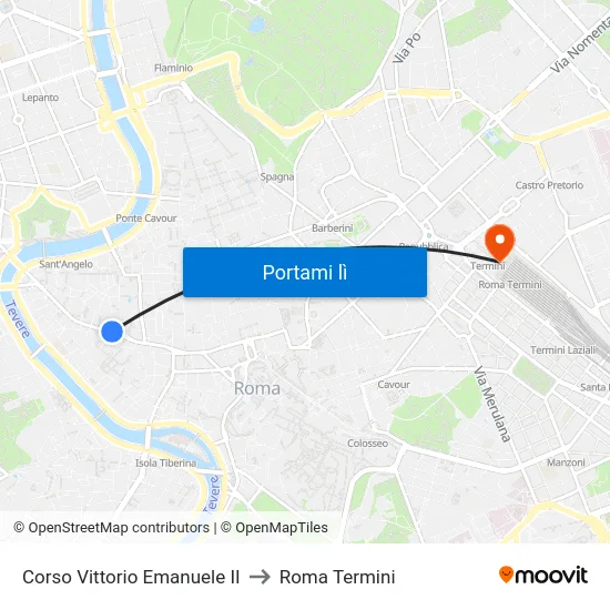 Corso Vittorio Emanuele II to Roma Termini map