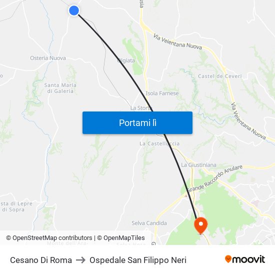 Cesano Di Roma to Ospedale San Filippo Neri map