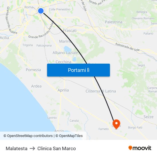 Malatesta to Clinica San Marco map