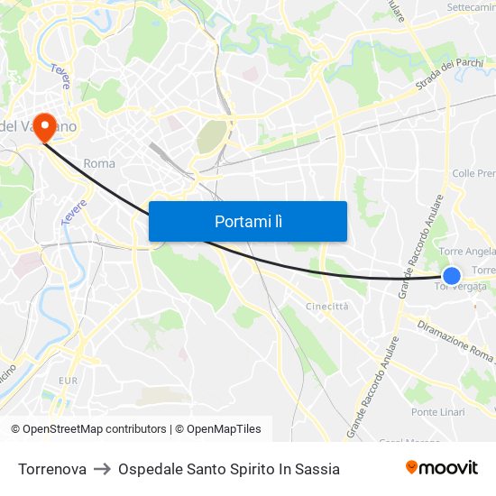 Torrenova to Ospedale Santo Spirito In Sassia map