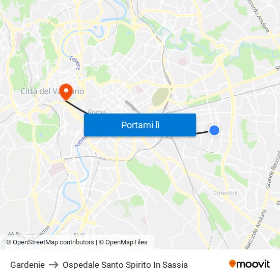 Gardenie to Ospedale Santo Spirito In Sassia map