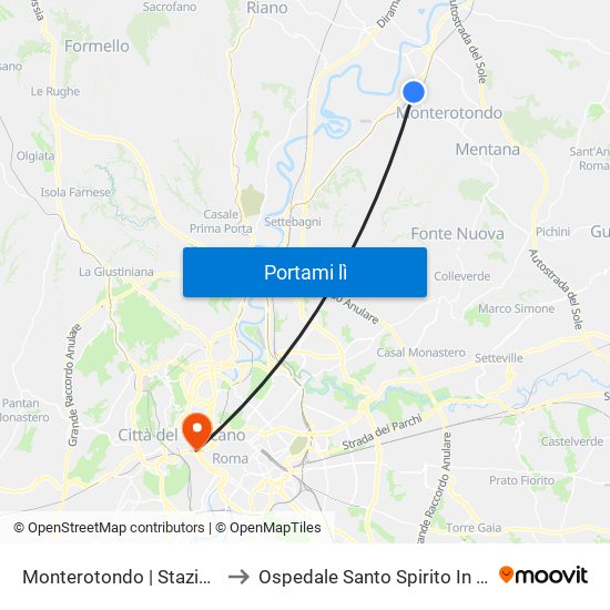 Monterotondo | Stazione FS to Ospedale Santo Spirito In Sassia map