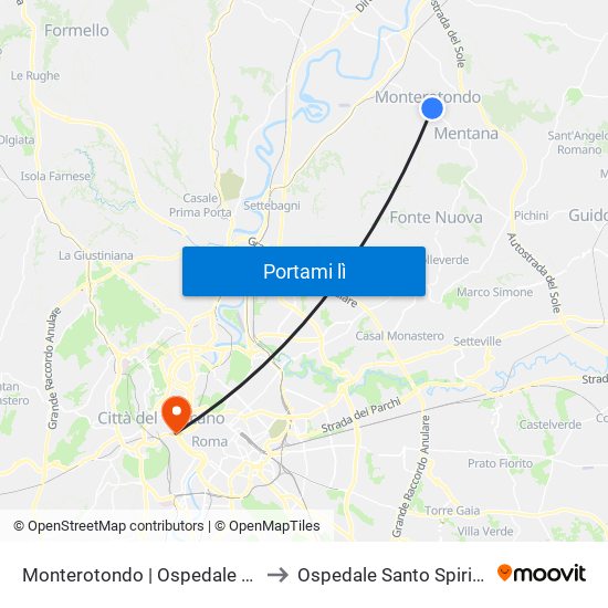 Monterotondo | Ospedale Ss. Gonfalone to Ospedale Santo Spirito In Sassia map