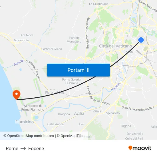 Rome to Focene map