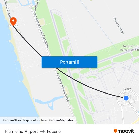 Fiumicino Airport to Focene map