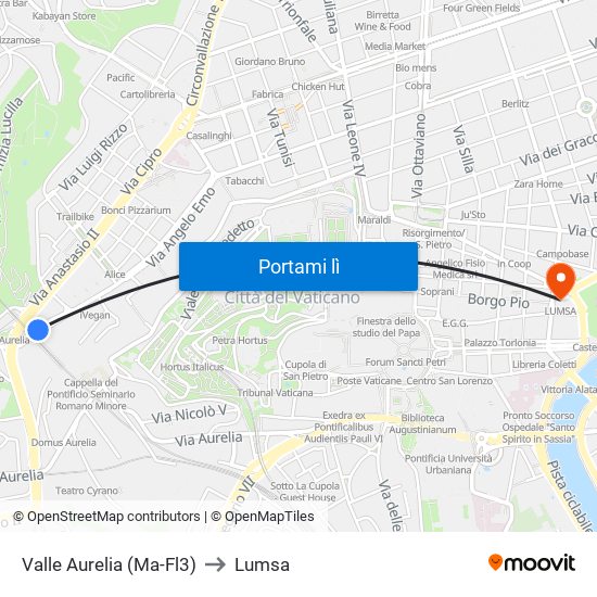 Valle Aurelia (Ma - Fl3) to Lumsa map