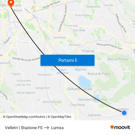 Velletri | Stazione FS to Lumsa map