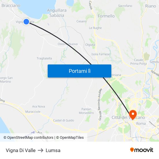 Vigna Di Valle to Lumsa map
