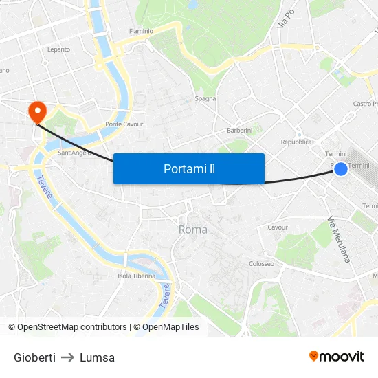 Gioberti to Lumsa map