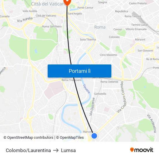 Colombo/Laurentina to Lumsa map